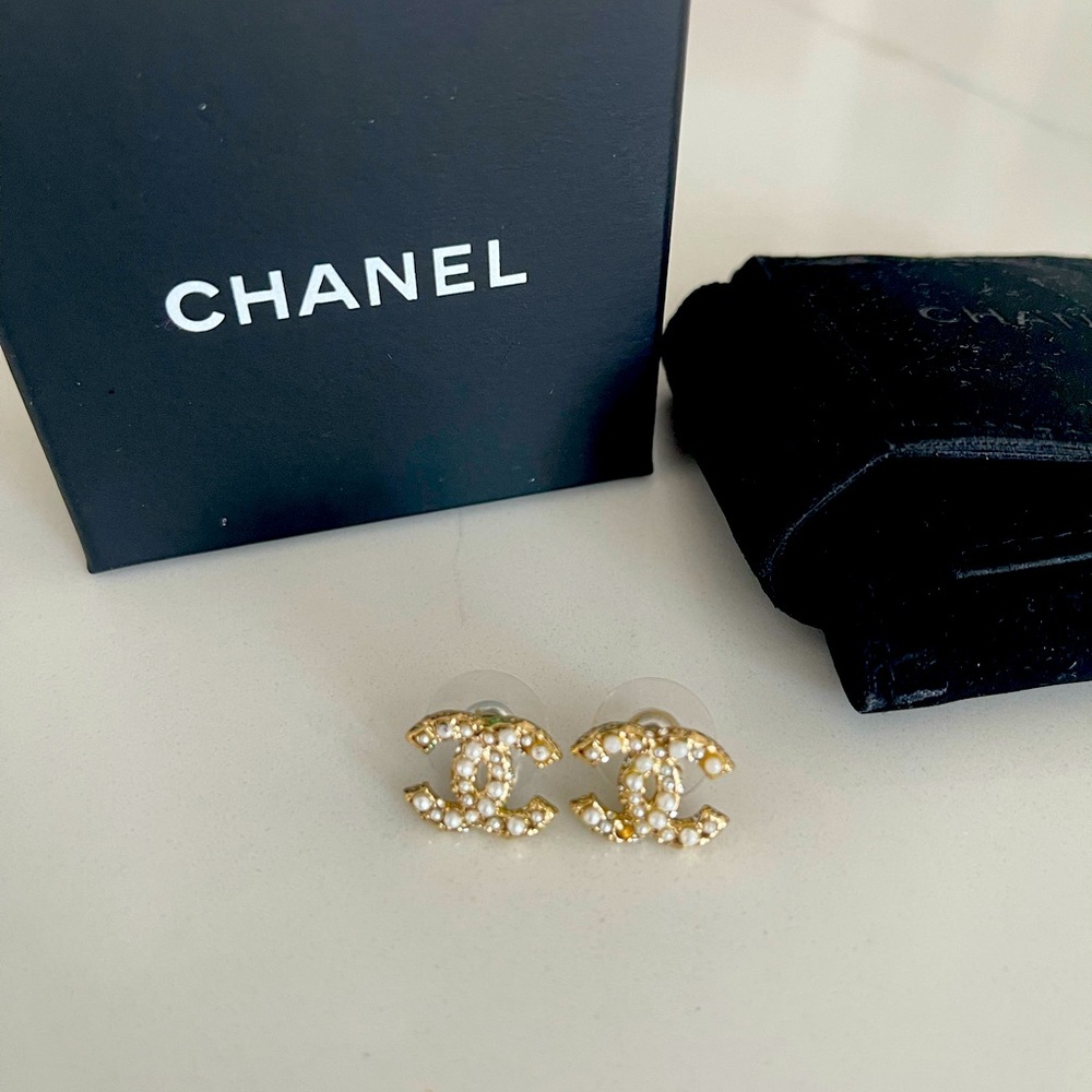Authentic Chanel earrings with micro pearls.